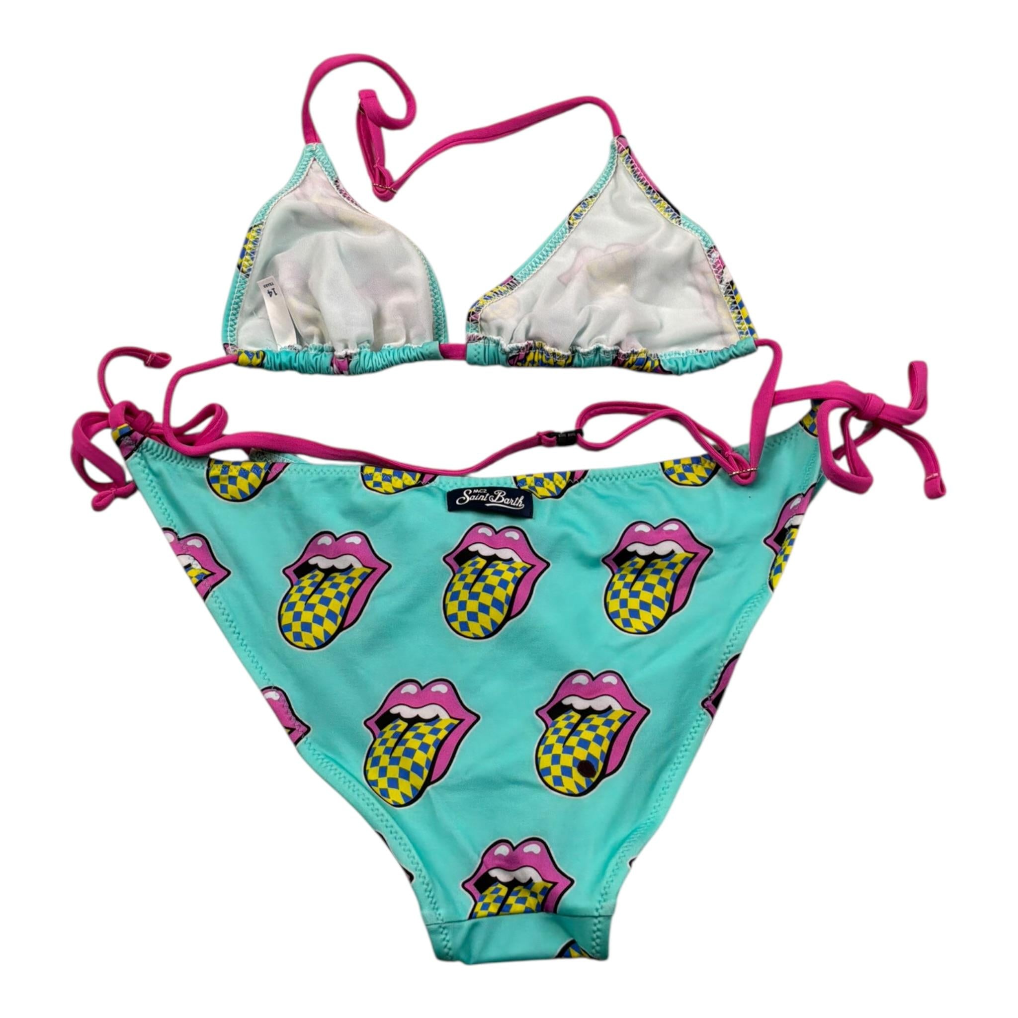 Saint Barth Costume 2 Pezzi Triangol-Mutandina Tinta Unita per Bambina ROLLING VERDE ACQUA SAINT BARTH 