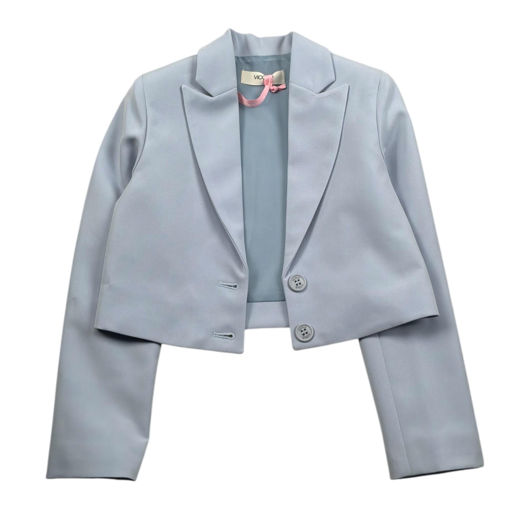 Vicolo Giacca Tinta Unita Crop per Bambina 3145JY00084 CELESTE VICOLO 