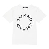 Balmain T-Shirt Rundhalsausschnitt einfarbig mit weißem Logo für Jungen