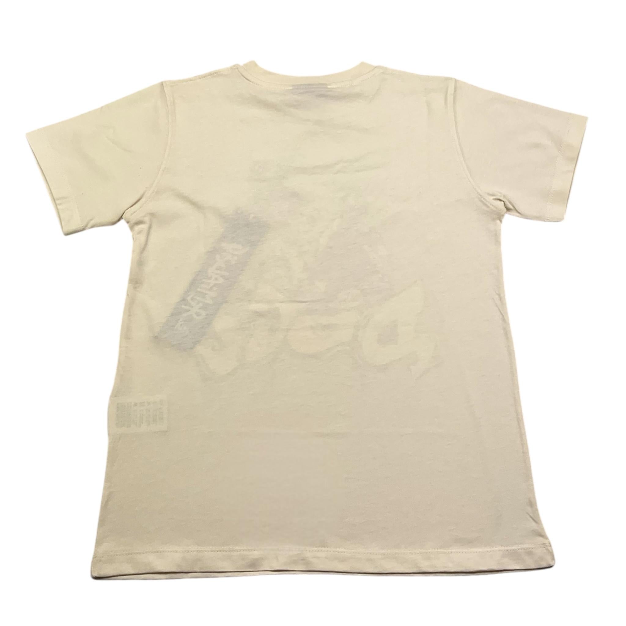 DISCLAIMER t-shirt girocollo tinta unita con stampa in contrasto Panna per Bambino 24IDK58215 PANNA DISCLAIMER 