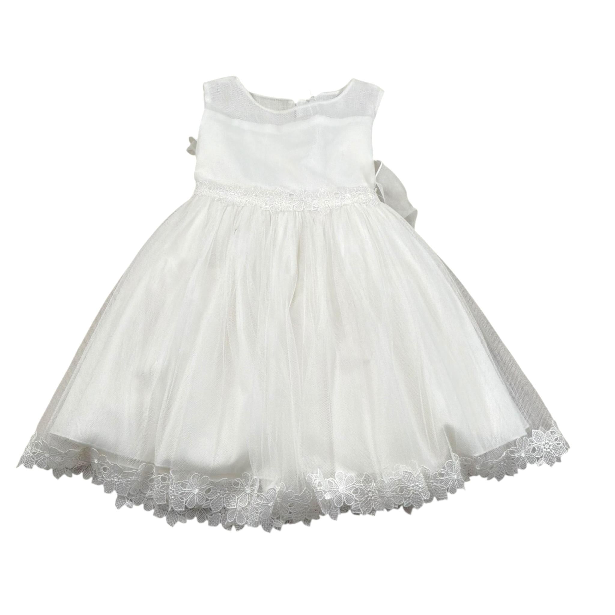 Amaya Abito Giromanica Tinta Unita con Tulle per Neonata 591419 BIANCO AMAYA 