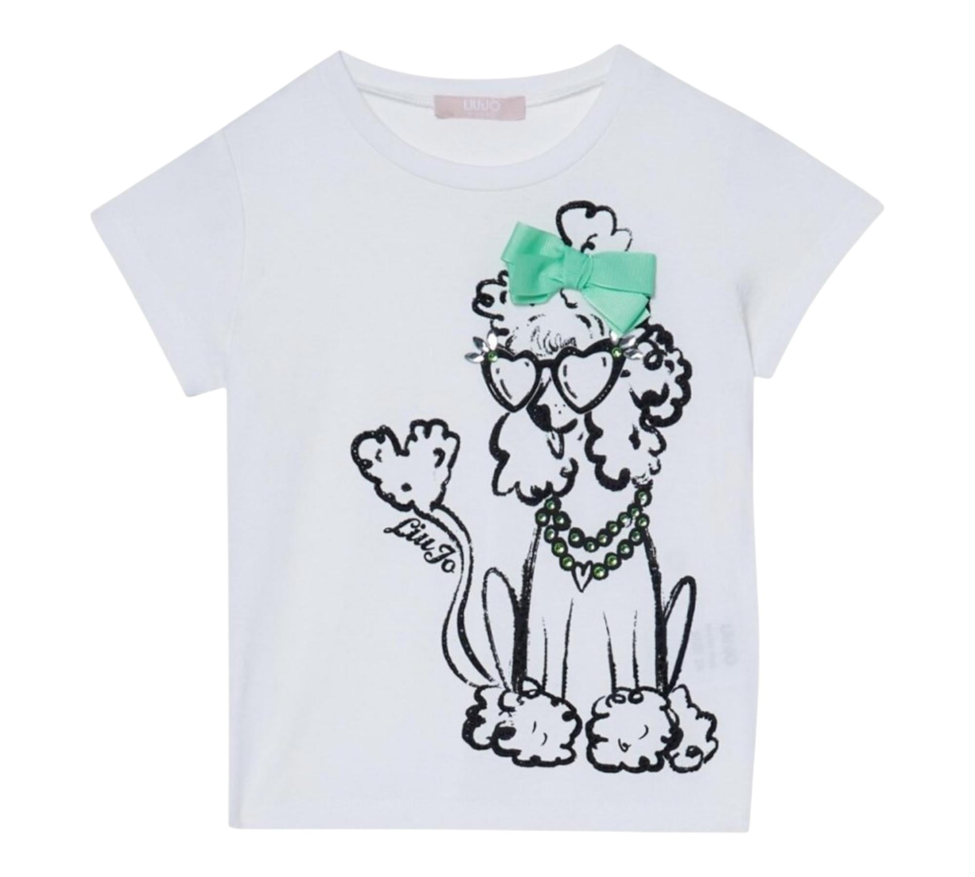 Liu Jo T-Shirt Girocollo Tinta Unita con Stampe per Bambina KA5082J BIANCO LIU JO 
