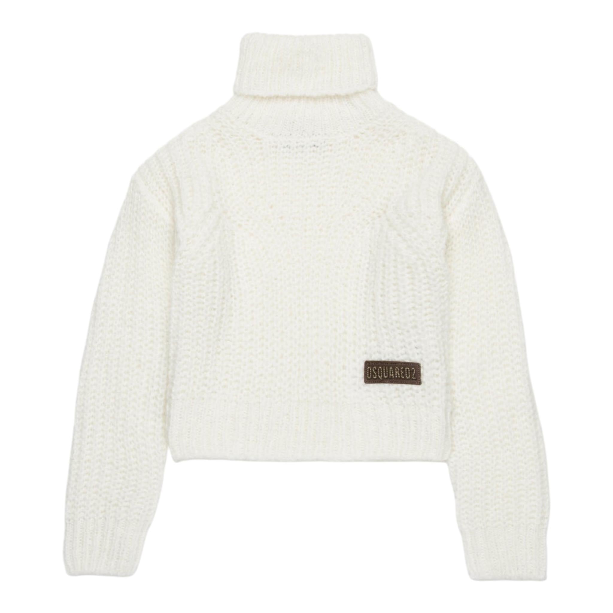 DSQUARED2 maglia collo alto tinta unita con logo Bianco per Bambina DQ2560 BIANCO DSQUARED2 