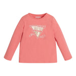 GUESS shirt girocollo tinta unita con stampa Rosa per Neonata K2YI11K6YW1 ROSA GUESS 
