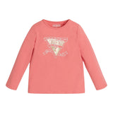GUESS shirt girocollo tinta unita con stampa Rosa per Neonata K2YI11K6YW1 ROSA GUESS 