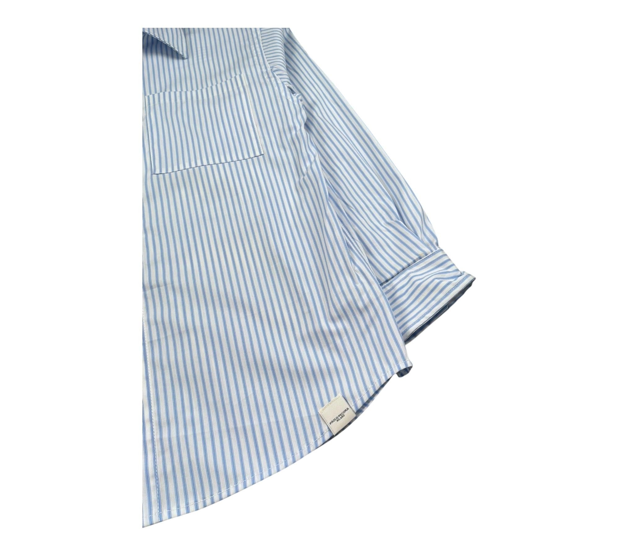 Paolo Pecora Camicia Manica Lunga Fantasia A Righe per Bambino PP431 AZZURRO PAOLO PECORA 