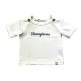 Bamboom+Babies Einfarbiges T-Shirt mit Rundhalsausschnitt und Aufdruck in Weiß für Neugeborene