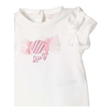 Liu Jo Einfarbiges T-Shirt mit Rundhalsausschnitt und kontrastierendem Print in Weiß für Baby-Mädchen