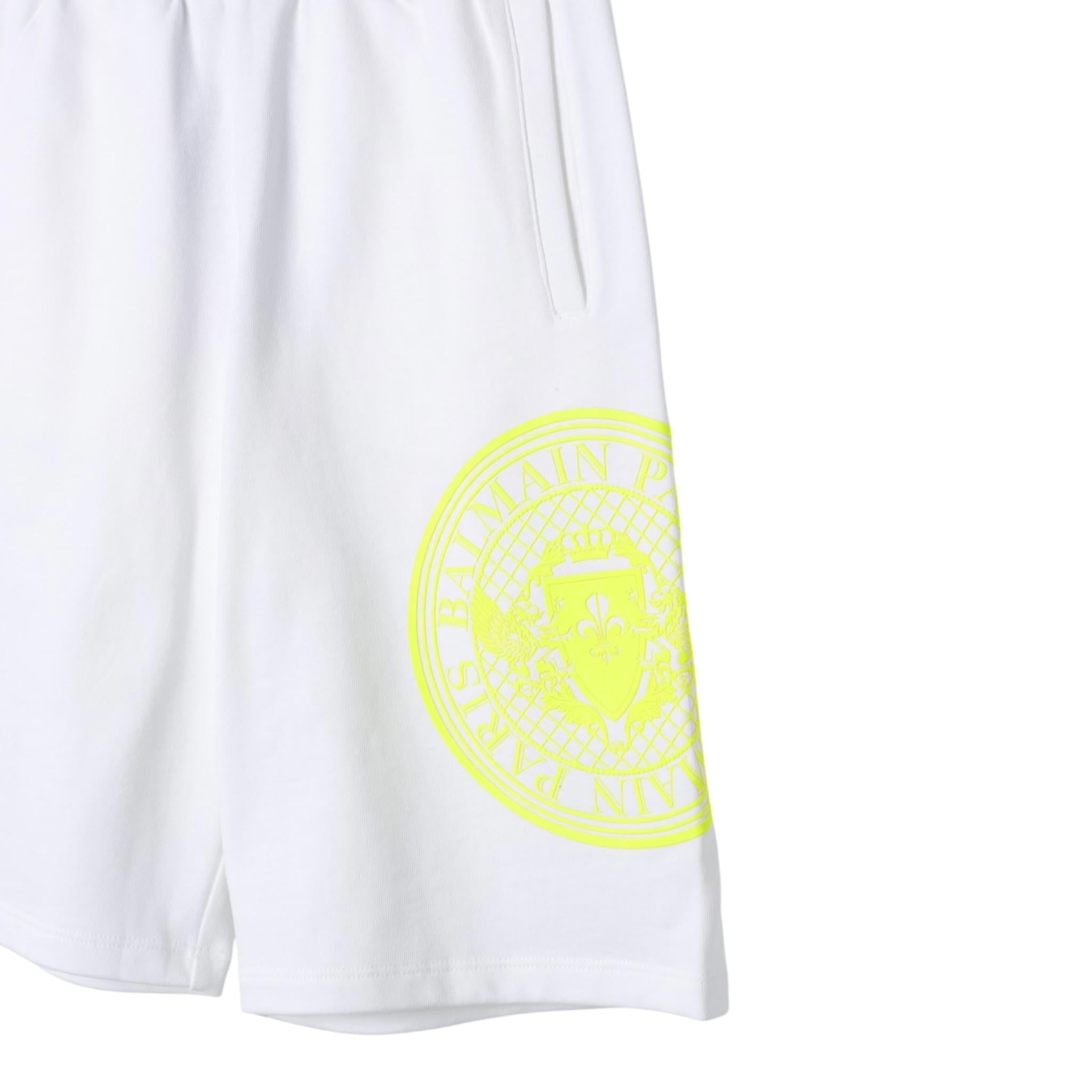 Balmain Bermuda tinta unita con Logo Bianco per Bambino BU6S39 BIANCO BALMAIN 