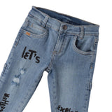 Sarabanda Jeans tinta unita con Stampa Azzurro per Bambino 0B032 AZZURRO SARABANDA 