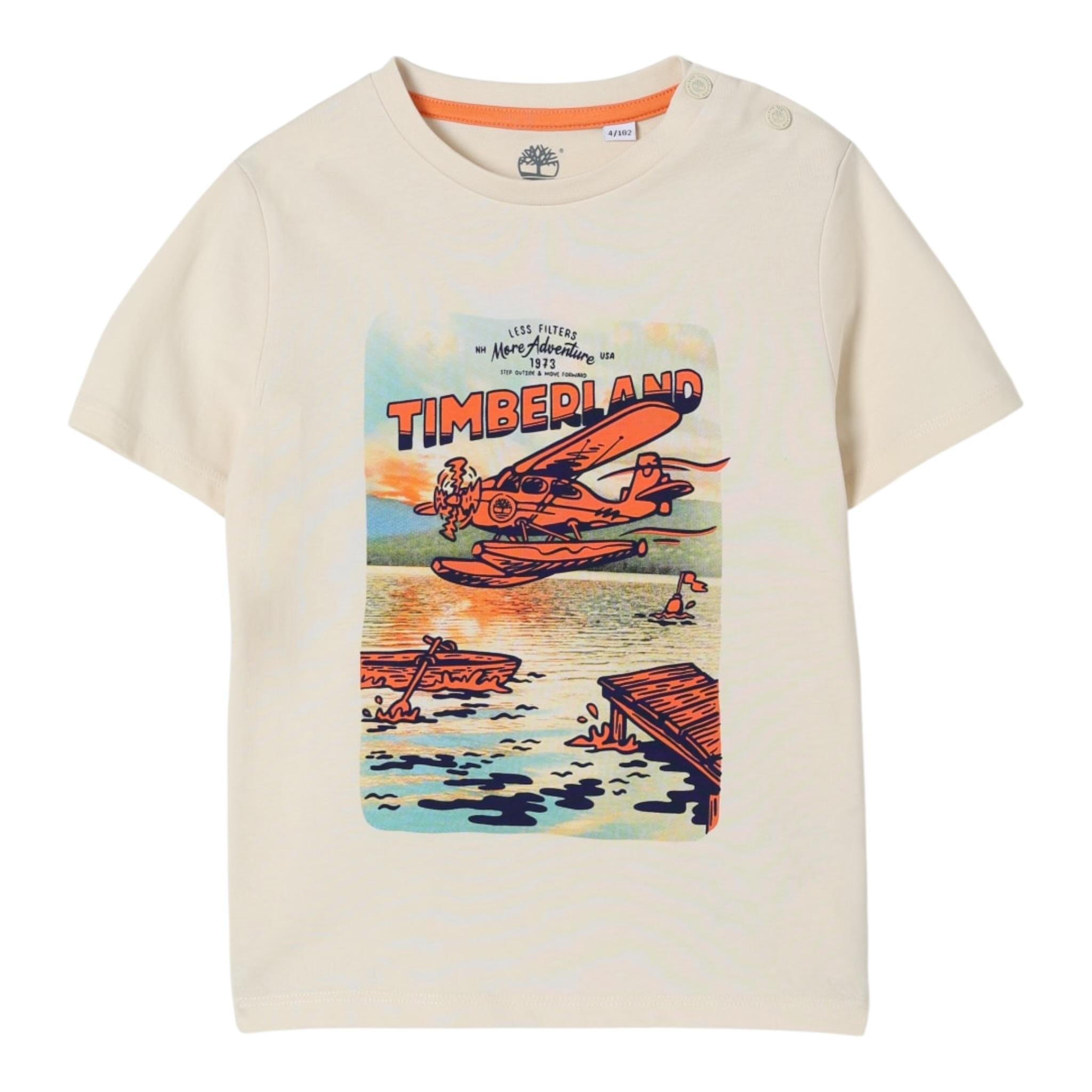 Timberland T-Shirt Girocollo Tinta Unita con Stampa per Bambino T60511 BEIGE TIMBERLAND 