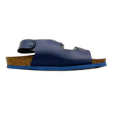 Genuins Zweifarbiger Slipper mit Riemen und blauer Schnalle für Kinder