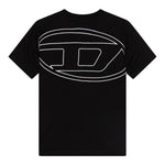Diesel T-Shirt Girocollo Tinta Unita con Logo per Bambino J02276 NERO DIESEL 