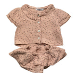 Babidu 2-teiliges Set Shirt-Höschen Einfarbig Rosa Polka Dot Muster Für Baby Mädchen