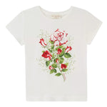 Monnalisa T-Shirt Girocollo Tinta Unita con Stampa Fiori per Bambina 717604S9 PANNA MONNALISA 