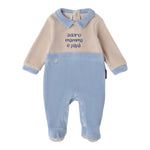 MINI BANDA tutina bicolore con stampa e colletto Azzurro/beige per Neonato 3A649 AZZURRO/BEIGE MINI BANDA 