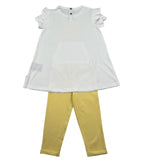 completo 2 pezzi t-shirt-leggins bicolore JIP26076VE BIANCO/GIALLO JUST CAVALLI 