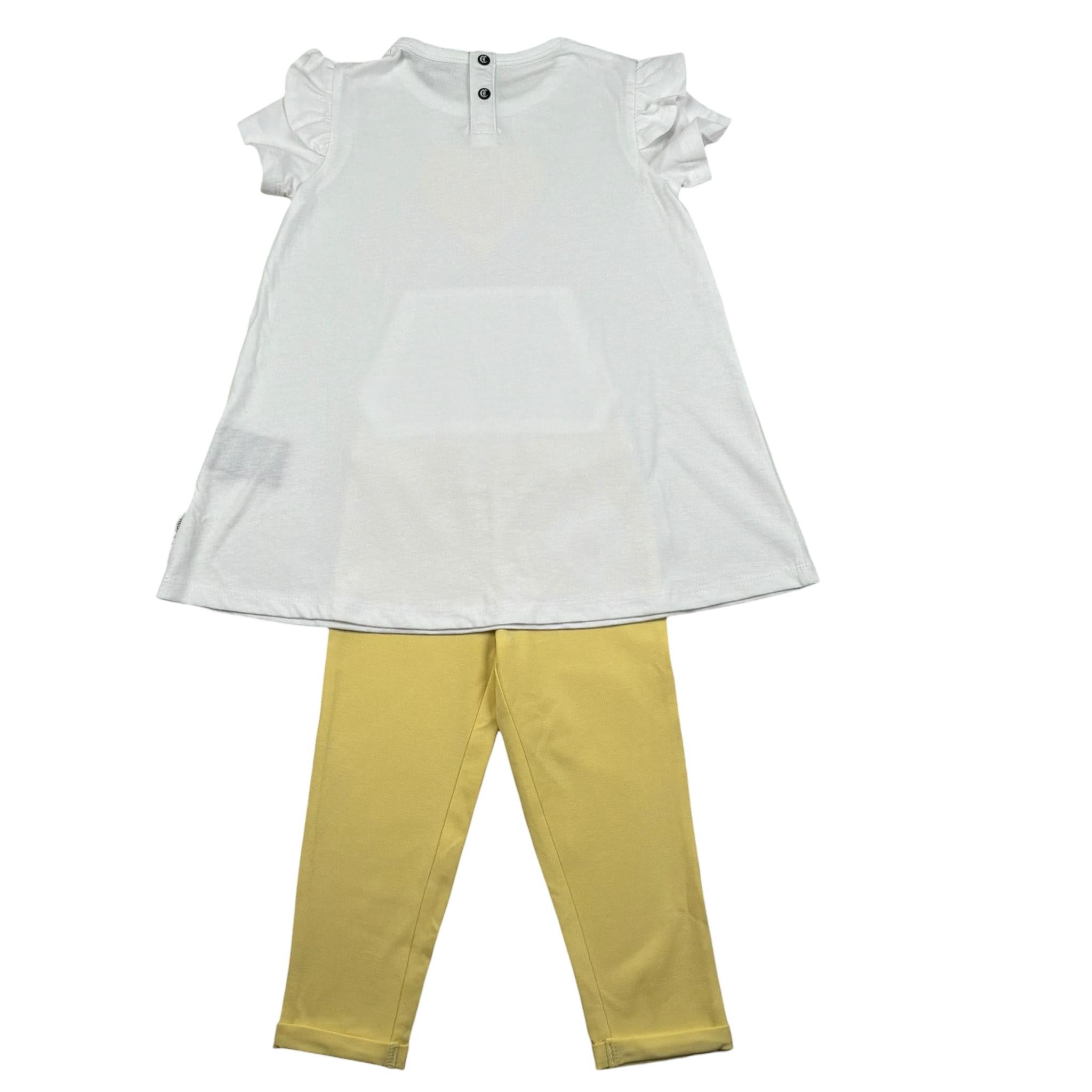 completo 2 pezzi t-shirt-leggins bicolore JIP26076VE BIANCO/GIALLO JUST CAVALLI 