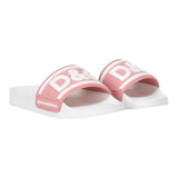Dolce &amp; Gabbana Zweifarbige Gummi-Slides mit weiß/rosa Logo für Mädchen