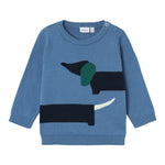 NAME.IT maglia girocollo tinta unita con bassotto Azzurro per Neonato 13231239 AZZURRO NAME.IT 