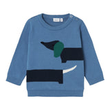 NAME.IT maglia girocollo tinta unita con bassotto Azzurro per Neonato 13231239 AZZURRO NAME.IT 