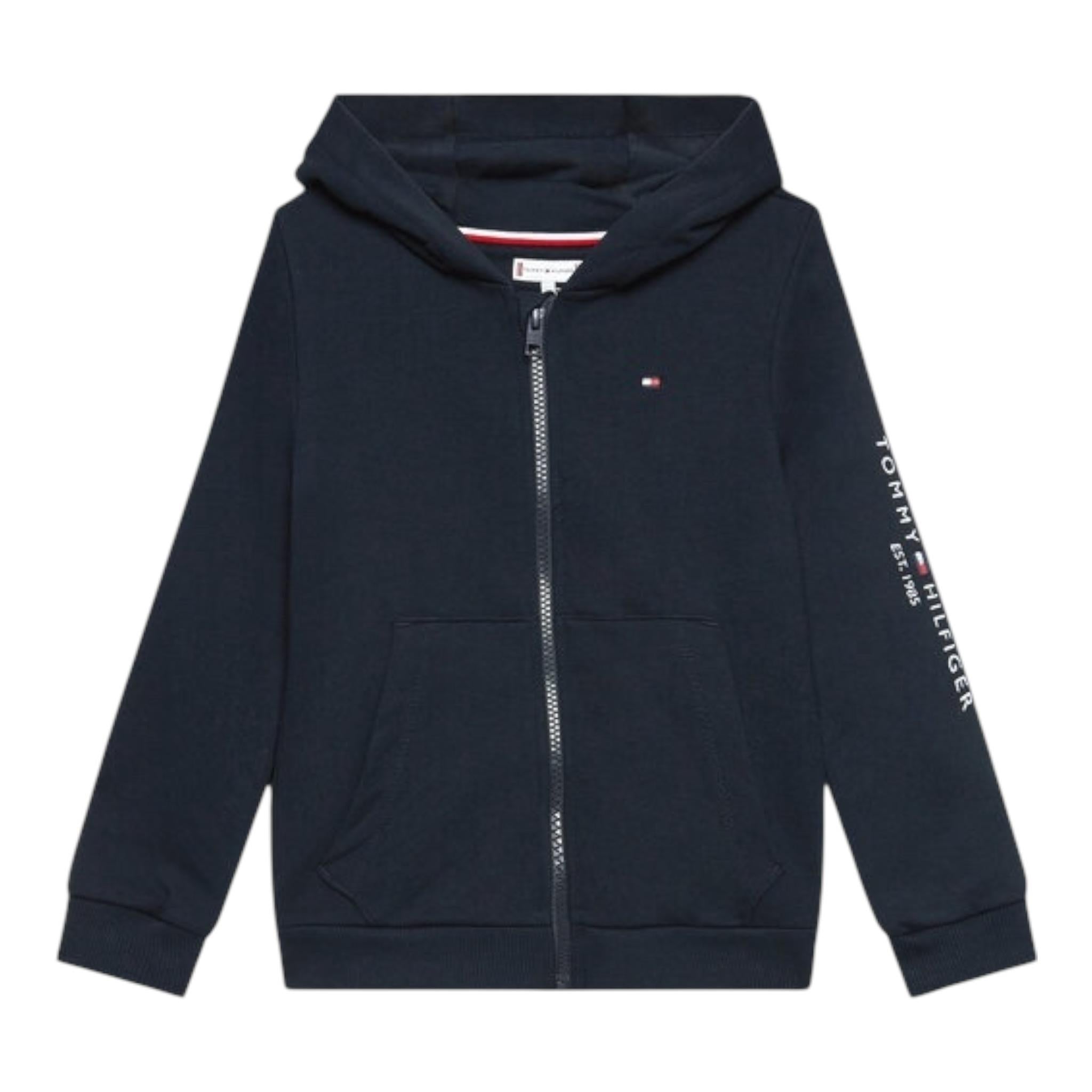 TOMMY HILFIGER felpa tinta unita con zip e cappuccio Blu per Bambino KS0KS00421 BLU TOMMY HILFIGER 
