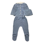 VALENTINA BEBES cmpleto 3 pezzi maglia-ghetina-cappello tinta unita Azzurro per Neonata PSA80 AZZURRO VALENTINA BEBES 