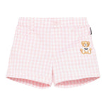 Moschino Short Fantasia Quadretti con Elastico In Vita per Neonata MMQ00R BIANCO/ROSA MOSCHINO 