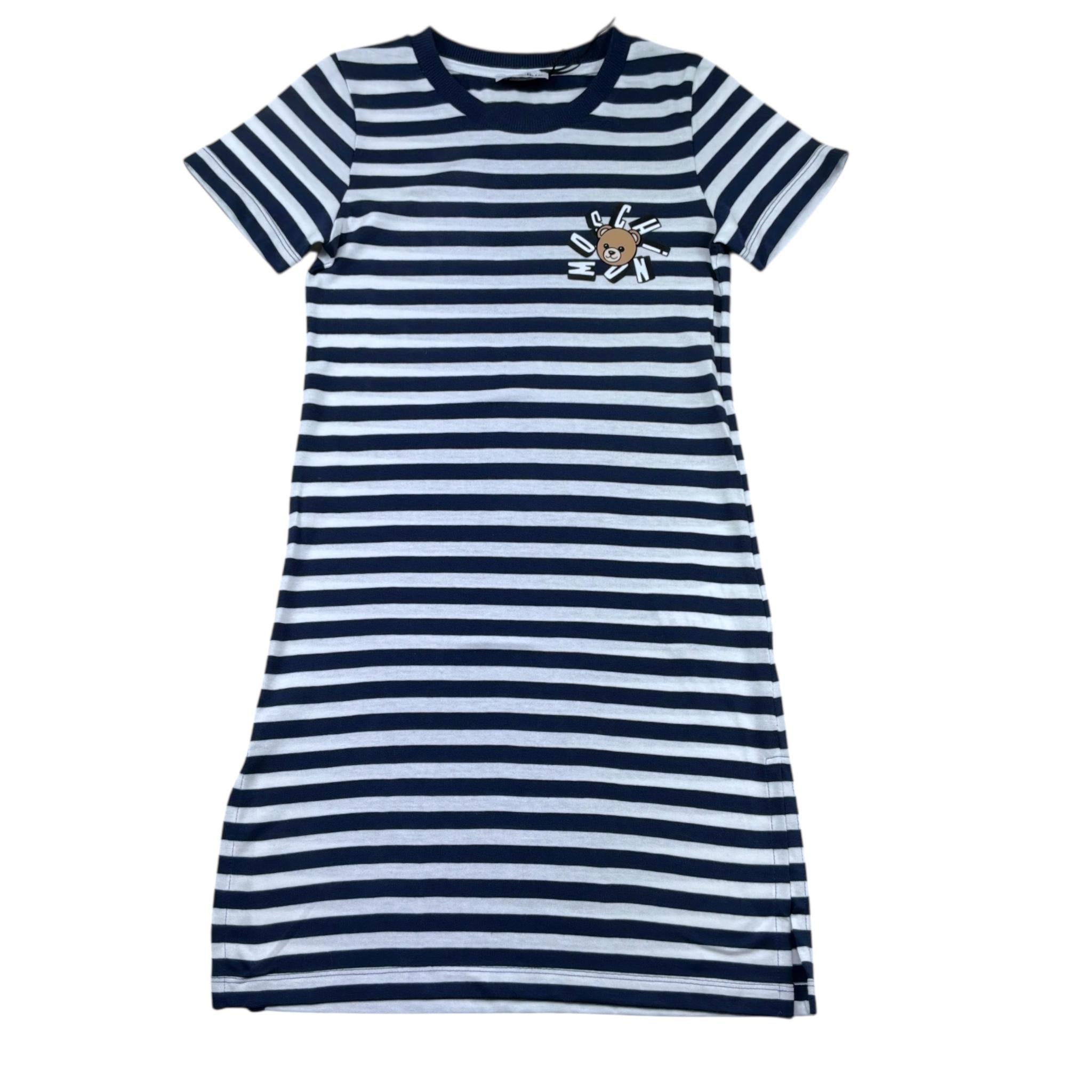 Moschino Abito Bicolore con Fantasia A Righe per Bambina HDV0HN BIANCO/BLU MOSCHINO 