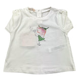 Liu Jo Einfarbiges T-Shirt mit Rundhalsausschnitt und weißem Aufdruck für Baby-Mädchen