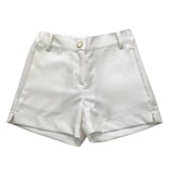 Janice Einfarbige weiße Shorts mit elastischer Taille für Mädchen