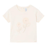 Mayoral Einfarbiges T-Shirt mit beigen Applikationen für Baby-Mädchen