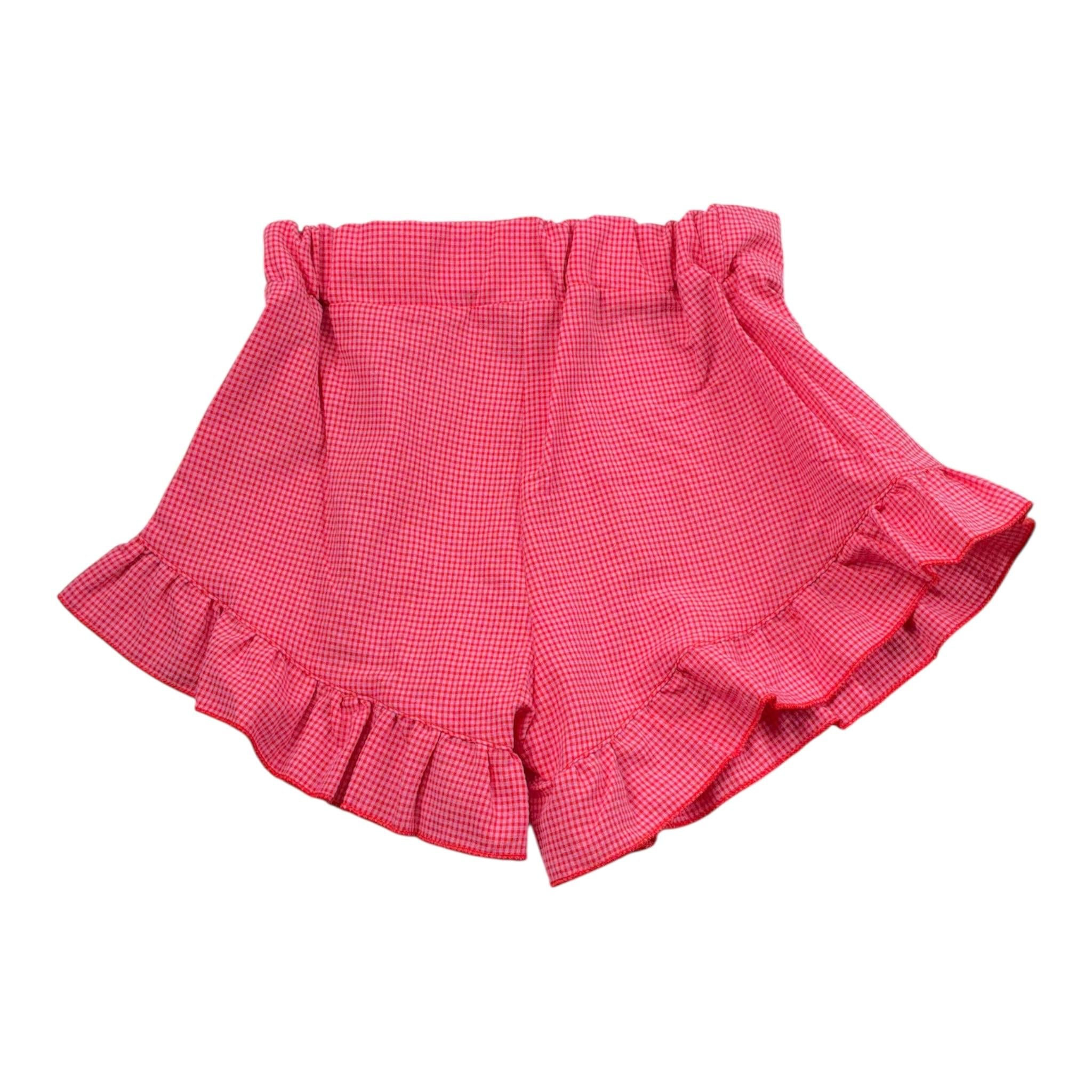 Piccola Ludo Short Tinta Unita con Fantasia A Quadri per Neonata BS10WB063 FRAGOLA PICCOLA LUDO 