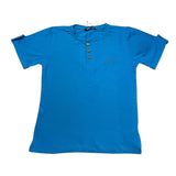 Never Too T-Shirt Girocollo Tinta Unita con Bottoni per Bambino NT1573R COBALTO NEVER TOO 