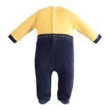 MINI BANDA tutina bicolore in velluto Blu/giallo per Neonato 33667 BLU/GIALLO MINI BANDA 