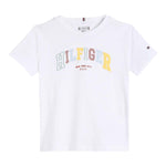 Tommy Hilfiger T-Shirt Girocollo Tinta Unita con Logo per Bambina KG0KG08525 BIANCO TOMMY HILFIGER 