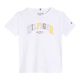 Tommy Hilfiger T-Shirt Girocollo Tinta Unita con Logo per Bambina KG0KG08525 BIANCO TOMMY HILFIGER 