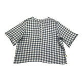 Petit Indi Camicia Tinta Unita con Fantasia A Quadri per Bambino SS25BK7133 BLU PETIT INDI 