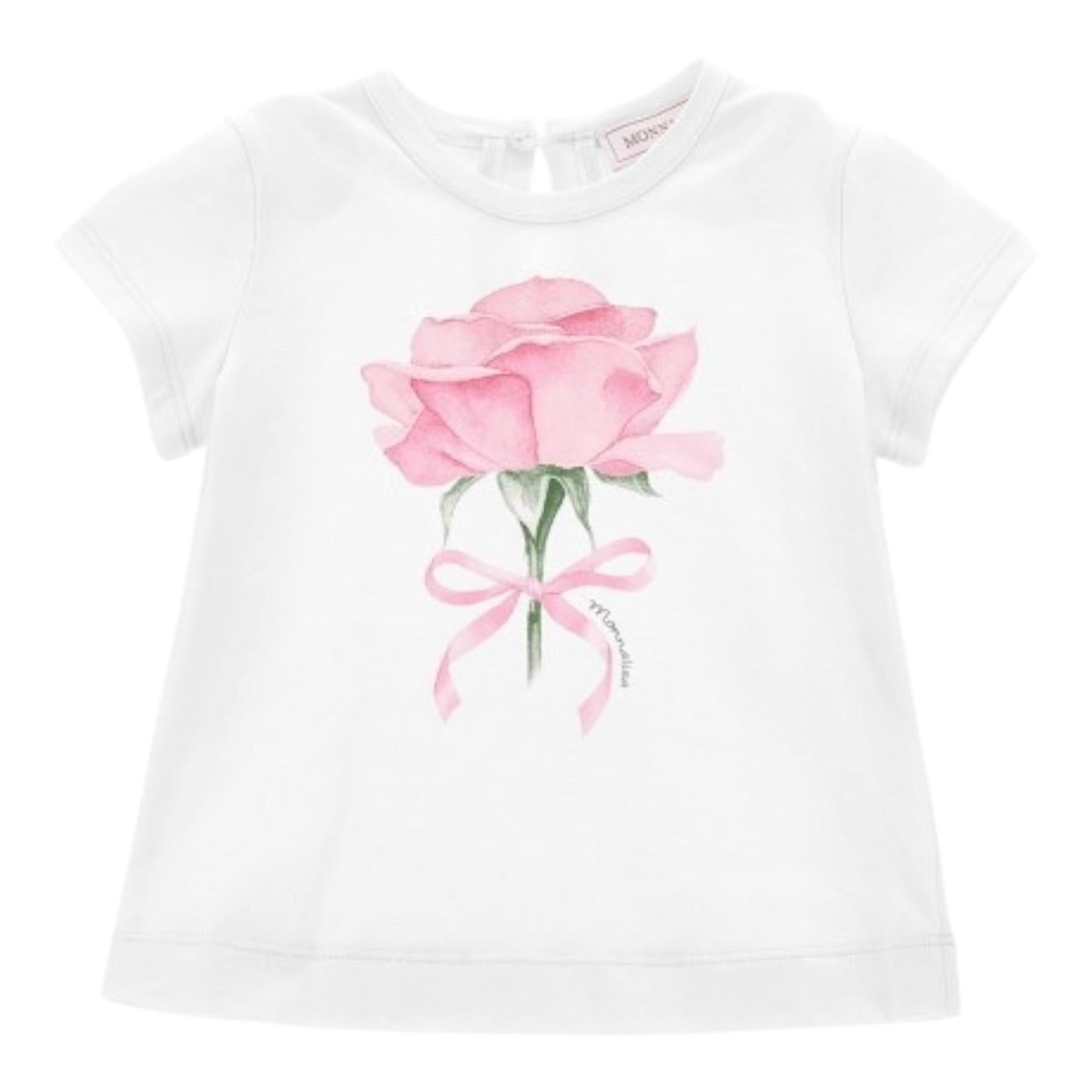 Monnalisa T-Shirt Girocollo con Stampa Tinta Unita per Neonata 39E602 BIANCO MONNALISA 