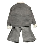 BARCELLINO completo 4 pezzi cardigan-camicia-pantalone con bretelle-papillon Grigio per Neonato 115315 GRIGIO BARCELLINO 