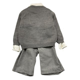 BARCELLINO completo 4 pezzi cardigan-camicia-pantalone con bretelle-papillon Grigio per Neonato 115315 GRIGIO BARCELLINO 