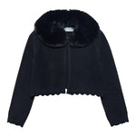 ABEL & LULA cardigan tinta unita collo pelliccia Nero per Bambina 5828 NERO ABEL & LULA 