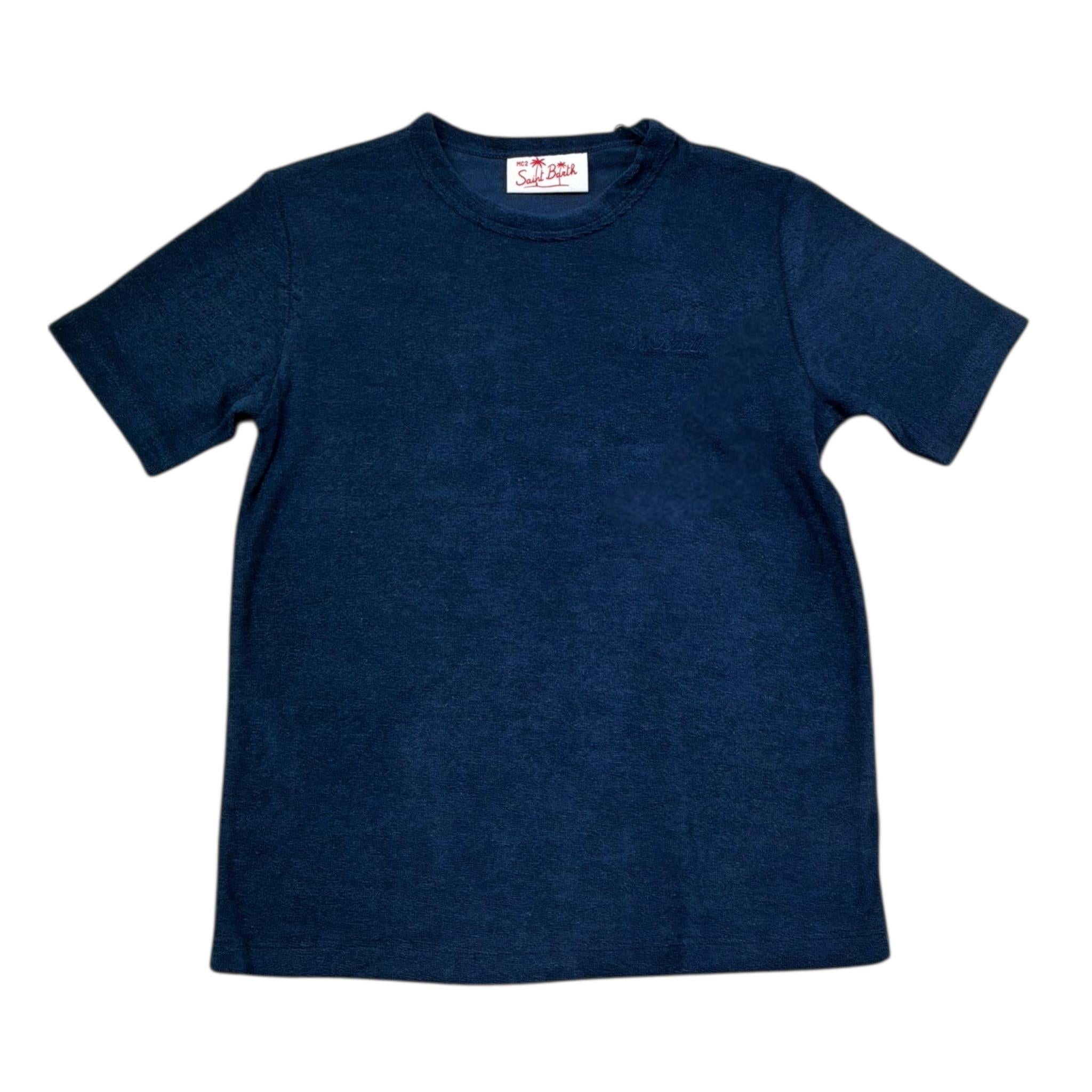 Saint Barth T-Shirt Girocollo Tinta Unita con Stampa per Bambino 00145L BLU SAINT BARTH 