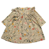 Name.It Beiges, einfarbiges, langärmliges Kleid mit Blumendruck für Mädchen