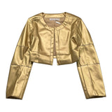 Alice Pi Einfarbige goldene Kunstlederjacke für Mädchen