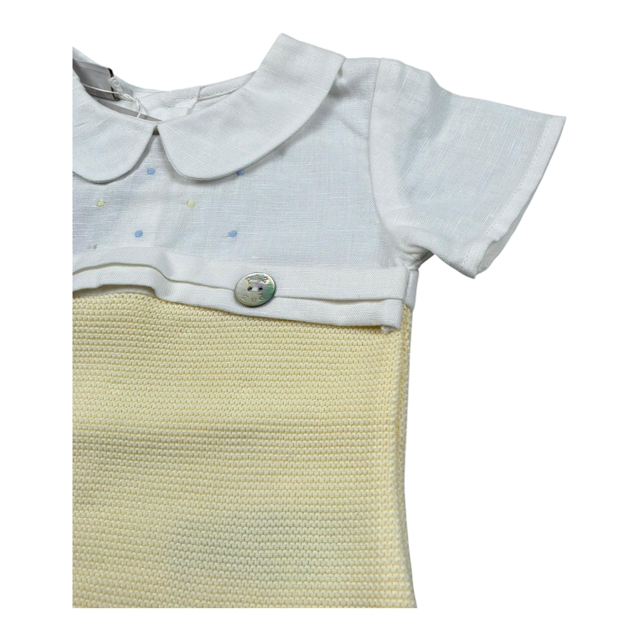 Paz Rodriguez Pagliaccetto Bicolore Mezza Manica per Neonato 005122296 BIANCO/GIALLO PAZ RODRIGUEZ 