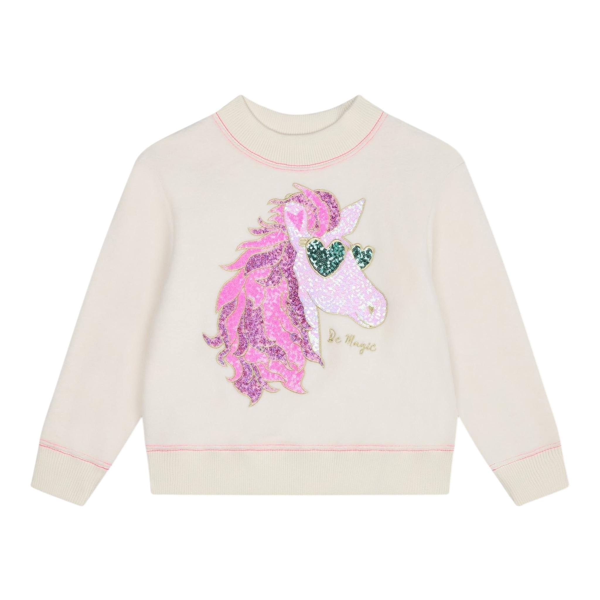 BillIEBLUSH maglia girocollo tinta unita con stampa glitterata Panna per Bambina U20471J PANNA BillIEBLUSH 