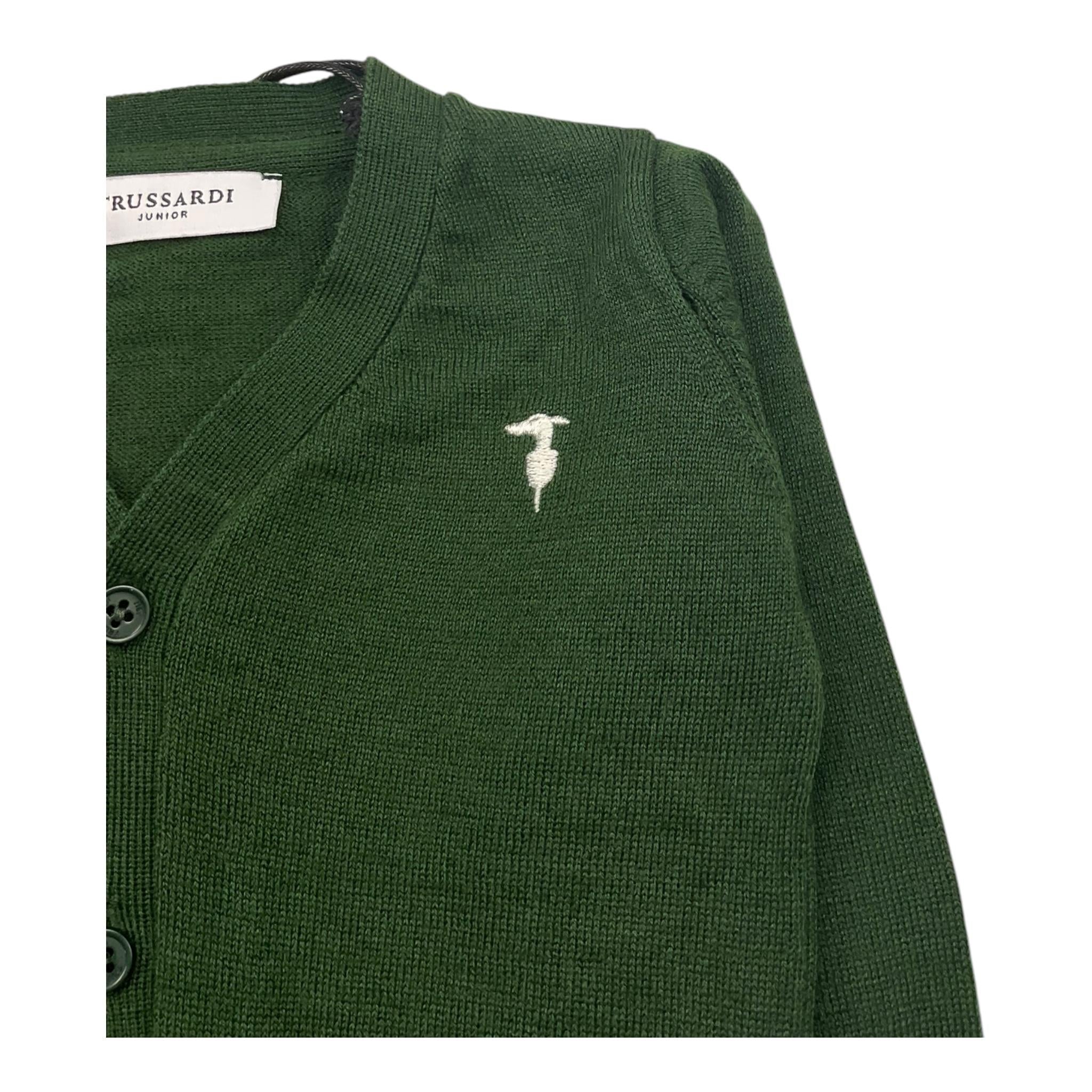 TRUSSARDI cardigan tinta unita con logo Verde per Neonato TIA25021CD VERDE TRUSSARDI 