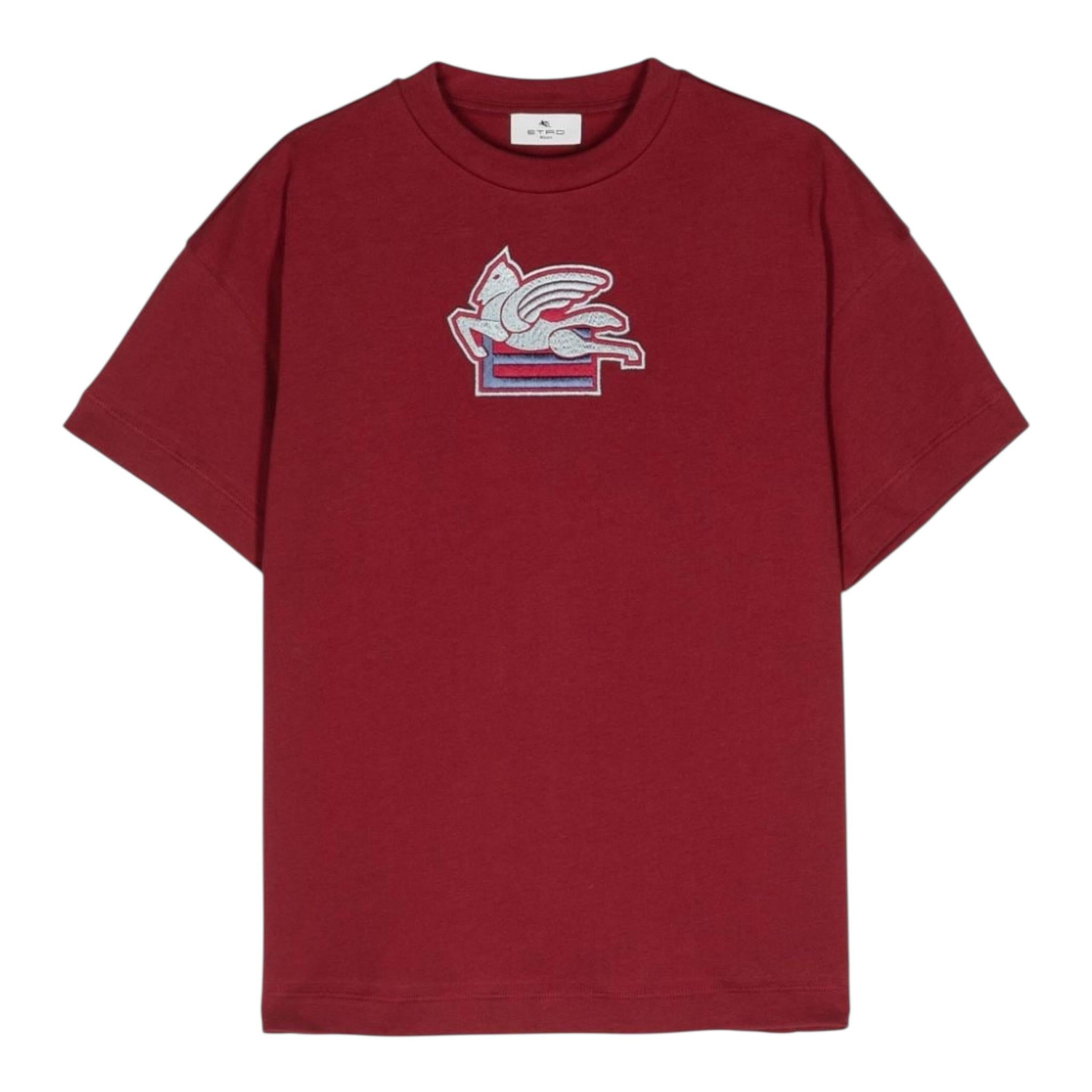 ETRO t-shirt girocollo tinta unita con logo Bordeaux per Bambino GV8P51 BORDEAUX ETRO 
