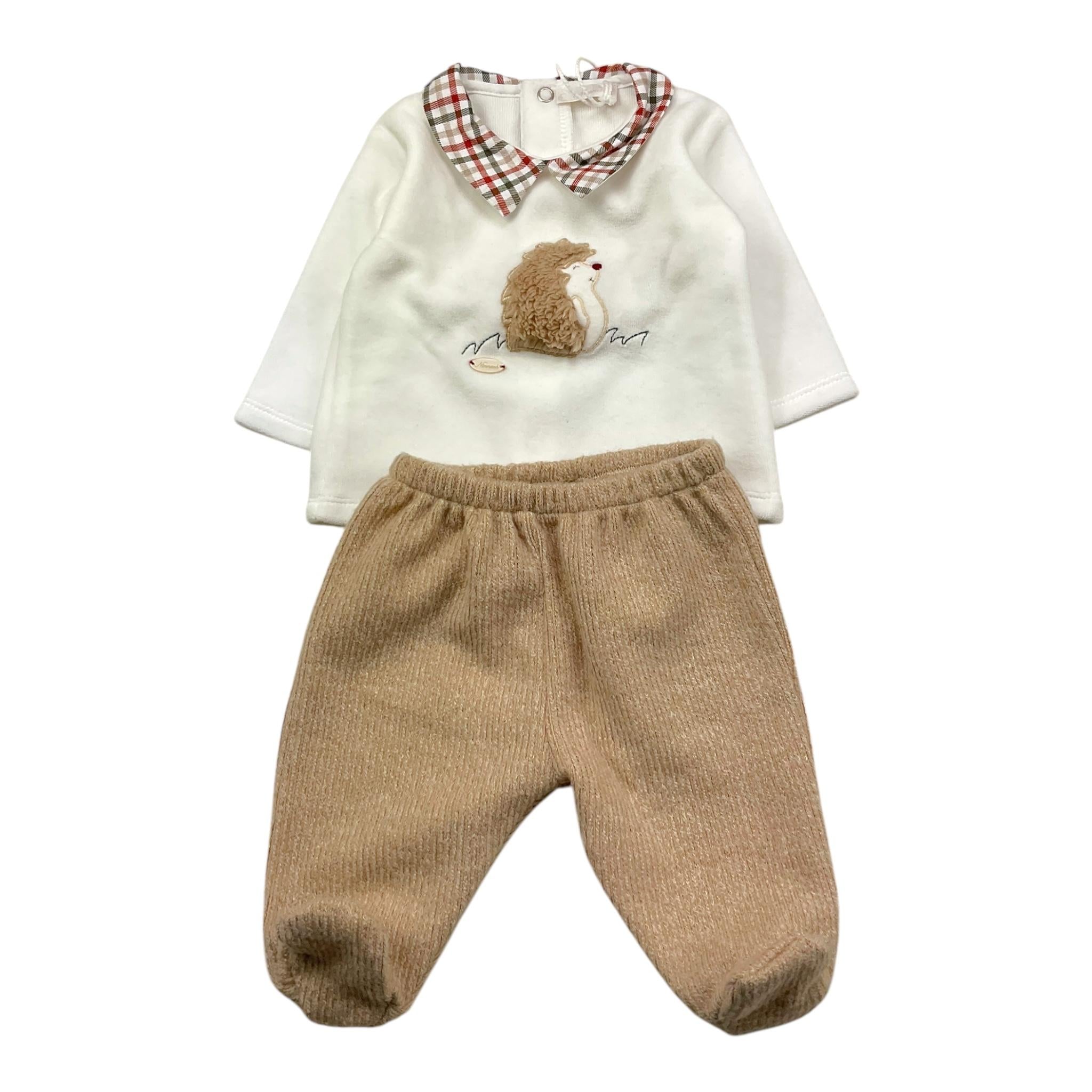 NINNAOH completo maglia-ghettina bicolore Bianco/beige per Neonato I23200T BIANCO/BEIGE NINNAOH 